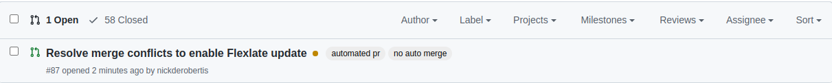 Flexlate Merge Conflict Resolution PR Was Opened